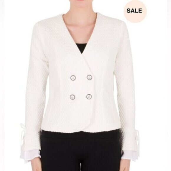 Joesph Ribkoff Jackets & Blazers - Joesph Ribkoff Vanilla Jacket Size 14 Textured Double Breasted Style 191473 NEW